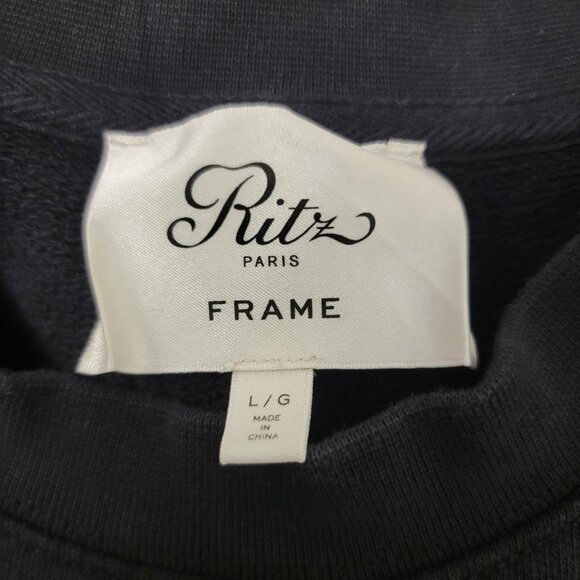 Frame x Ritz Paris Unisex Late Check Out Crewneck Sweatshirt Black Large - Picture 7 of 7